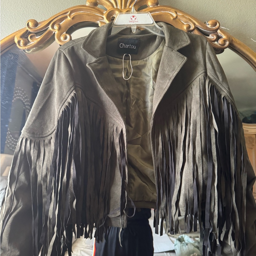 Fringe cropped coat . Size small . NWOT